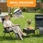 Zero Gravity Chairs Set of 2, Outdoor Lounge Chairs, Black | Folding Reclining Patio Lawn Chairs with Mesh Back, Adjustable Pillows and Cup Holder Trays, for Pool, Beach, Camping