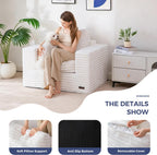 MAXYOYO Bean Bag Chair with Pillows, Floor Sofa with Armrests and Support, Plush Foam Filled Lounge Chair for Adults, Cozy Bean Bag Couch for Living Room, Bedroom, Apartment, Beige