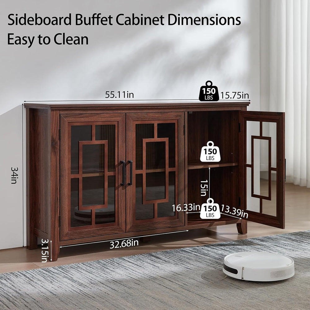 Joaxswe Large Sideboard Buffet Cabinet with Storage, 55" Farmhouse Crede...