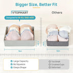 Vtopmart 4 Pack Large Bra Drawer Organizer, 16 Inch Foldable Fabric Underwear Storage Tray for Dresser Drawers, Keeps Shape for M-XL/34D-40D Bras, Closet Organizer