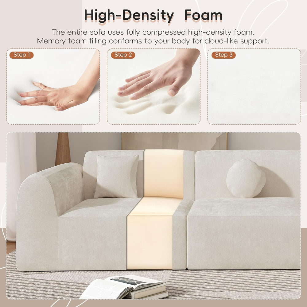 Merax 140" Curved Polyester Sectional Sofa Set, Modern Cloud Couch with ...