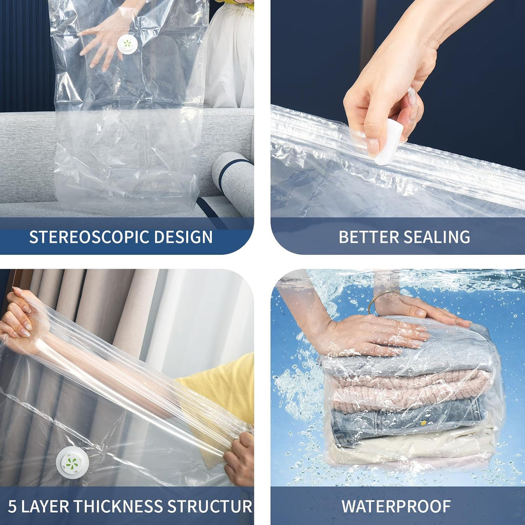 Vacuum Storage Bags, 10 Pack Jumbo Cube Bag (31.4 * 39.3 * 14.9 Inch), 80% Space Saver Extra Large Vacuum Seal Bags for Clothing, Comforters, Blankets, Bedding, Closet Organization Space Saving