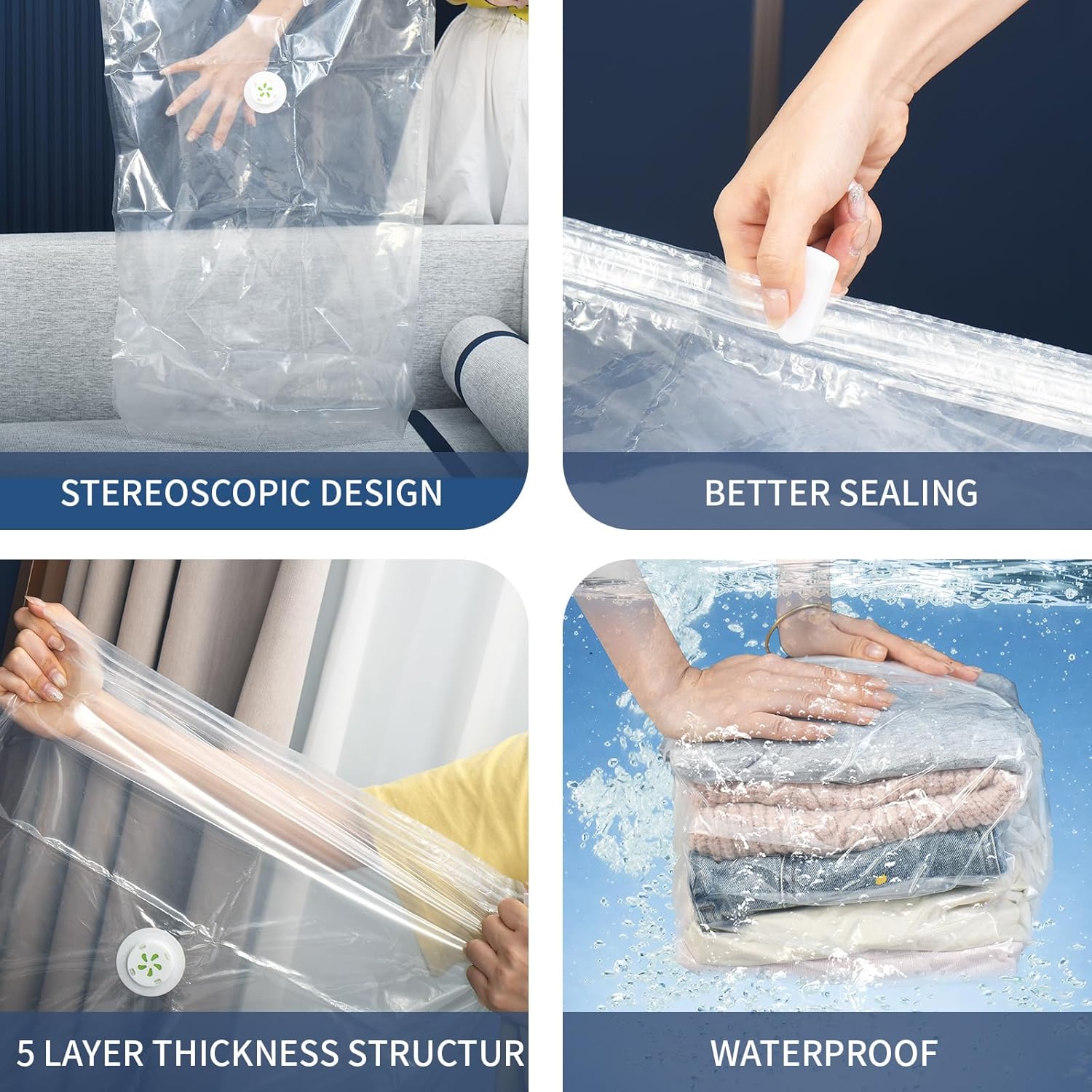 Vacuum Storage Bags, 10 Pack Jumbo Cube Bag (31.4 * 39.3 * 14.9 Inch), 80% Space Saver Extra Large Vacuum Seal Bags for Clothing, Comforters, Blankets, Bedding, Closet Organization Space Saving
