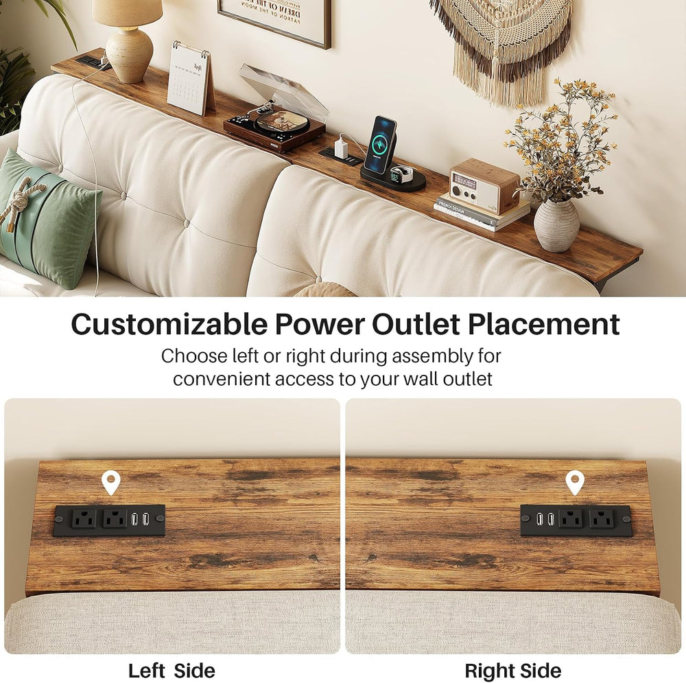 Kitstorack Narrow Sofa Table with Charging Station, 78.8" Behind Couch T...