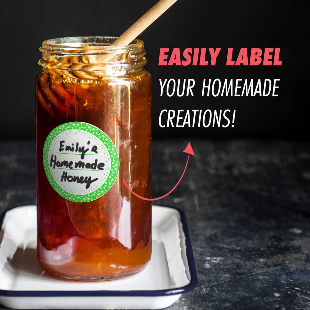 Canning Labels Dissolvable Stickers for Mason Jars and More (2" Round 200/roll) Canning Supplies Washes Off in Seconds Like Magic - Jar Labels Homemade Jam, Jelly, and More (Lime)