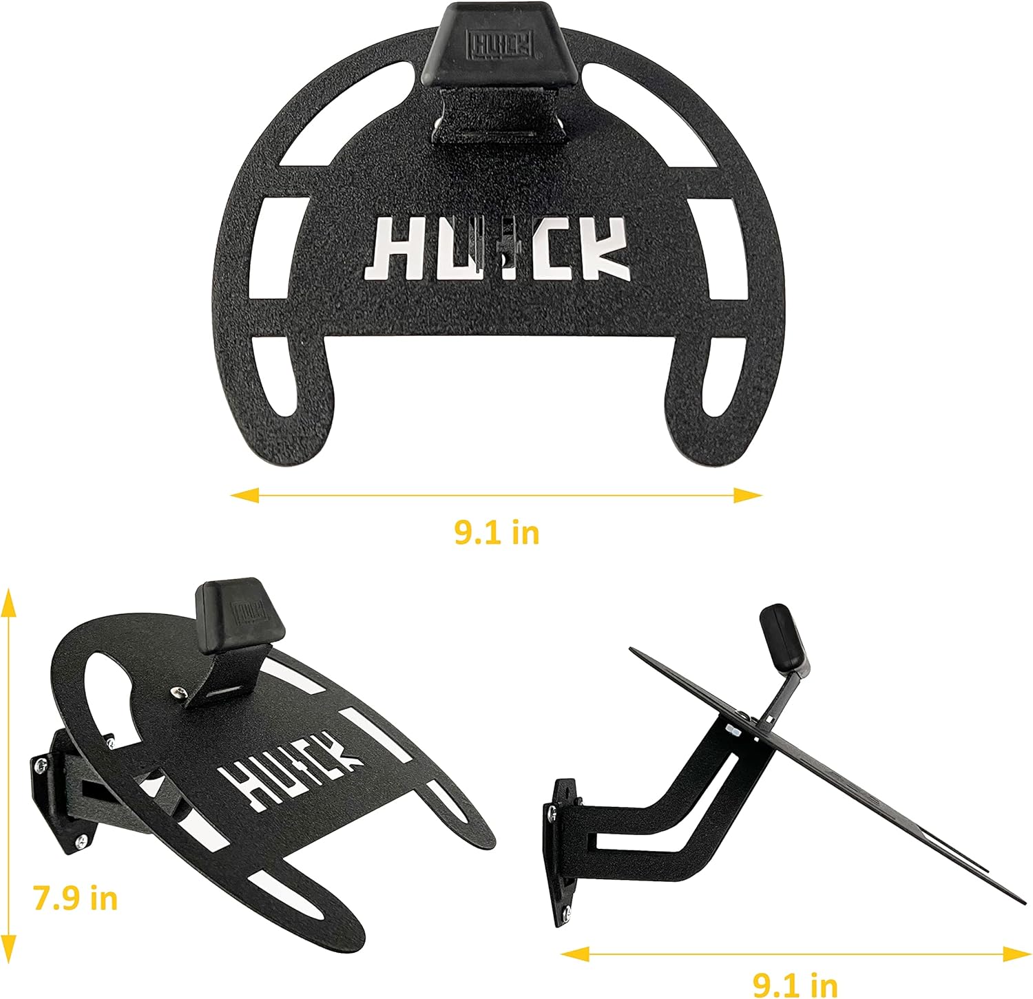 HUCK Helmet Stand Garage Organizer Wall Mount Rack for Motorcycle Helmets, Hats, Coats (Basic, Black)