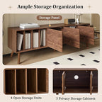 Merax 70" TV Stand for TVs Up to 80", Modern Entertainment Center with 3 Doors and Vertical Open Shelves, Media Console with Unique Mosaic Front Design for Living Room