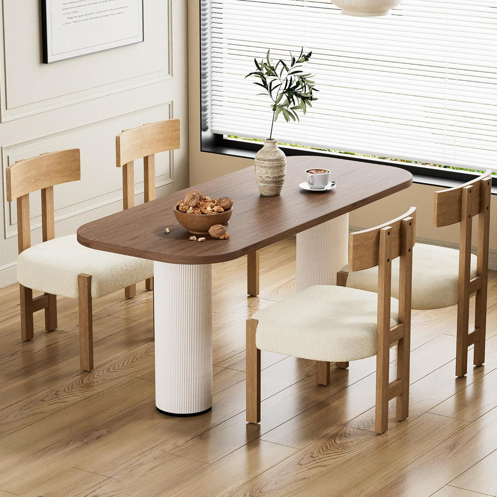 Okeysen Set of 4 Mid-Century Modern Dining Chair, Armless Round Boucle Uphols...