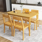 COSTWAY Dining Table, 48” Wooden Rectangular Kitchen Table with Solid Rubber Wood Legs, Spacious Tabletop for Kitchen, Dining Room, Restaurant