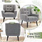 NicBex Modern Accent Chair for Living Room Upholstered Foam Filled Living Room Chairs with Metal Legs Linen Cozy Lounge Armchair for Living Room Bedroom,Light Grey
