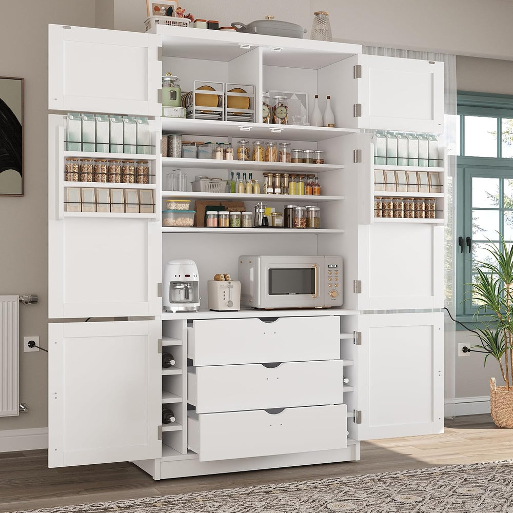 JIJIWANG 80.1'' Modern Kitchen Pantry Storage Cabinet with Adjustable...