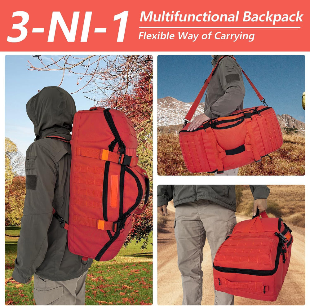 Hannibal Tactical 65L Large Duffle Bag, 3-in-1 Tactical Backpack MOLLE Pack f...