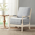 Madison Park Accent Chairs for Living Room Farmhouse Modern Armchair, Solid Wood, Antiqued Finish, Upholstered Seat Removable, Bedroom Lounge for Reading, 25.5" W, Light Blue/Antique Cream