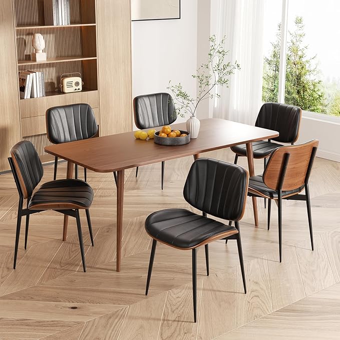Dining Chairs Set of 2, Mid Century Modern Dining Room Chair, Upholstered Fau...
