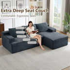 96.1" Modular Sectional Sofa Couches L-Shape Couch 3 Seat Modular Sofa Corduroy Memory Foam Sectional Boneless Couches for Living Room, Cloud Couch with Oversized Chaise(Dark Gray, Right Facing)