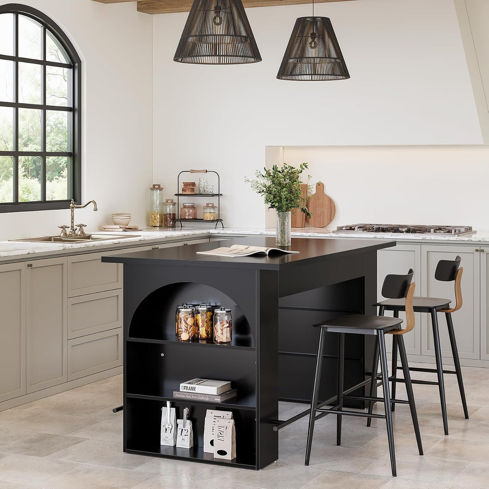 LITTLE TREE 63" Kitchen Island with Storage, Large Prep & Dining Tab...