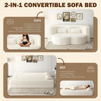 Convertible Folding Sofa Bed, 2-in-1 Full Size Floor Boneless Couch Bed, Loveseat sleeper Couch , Corduroy Floor Sofa, Memory Foam Sleeper SofaBed, Small couches for small spaces, No Assembly, Beige