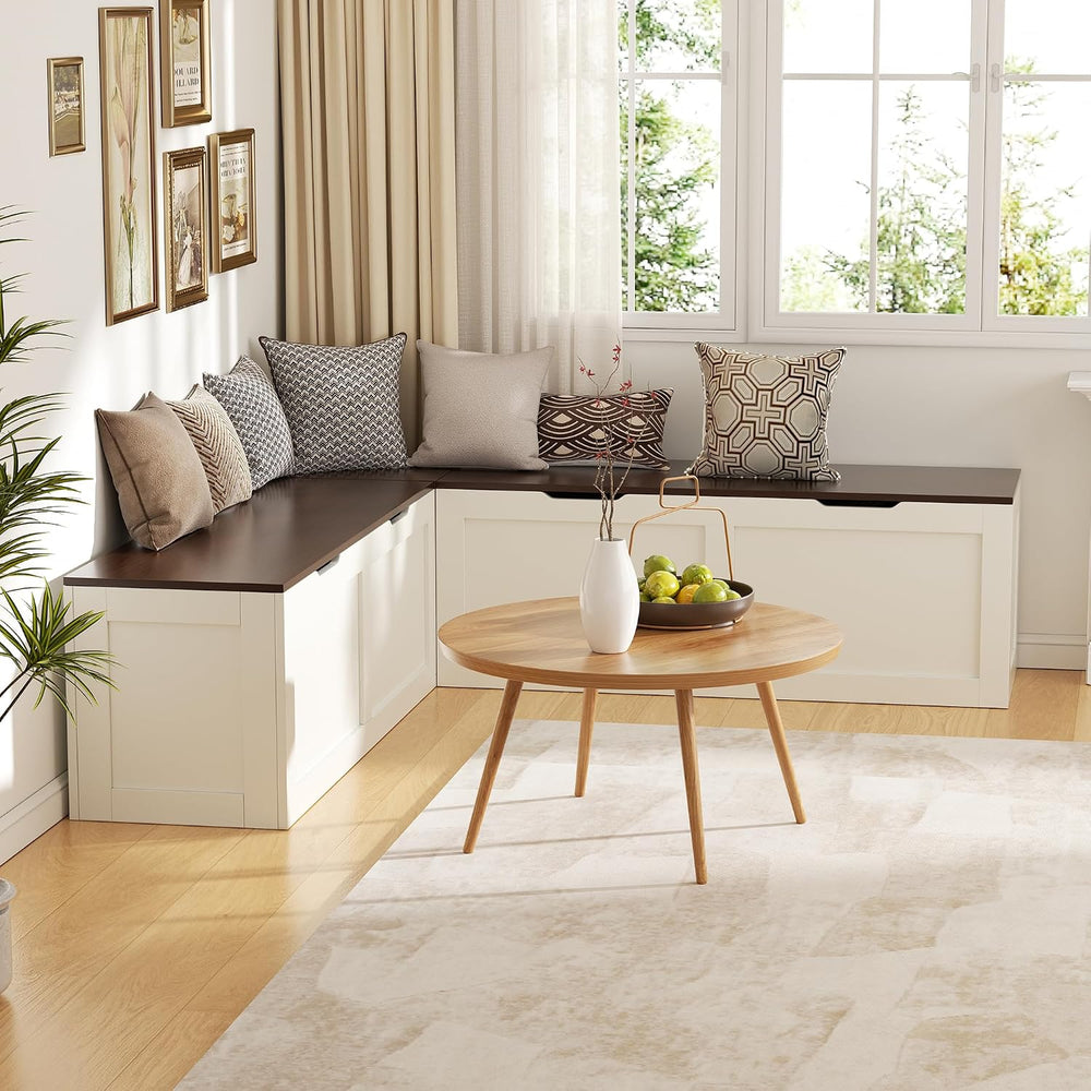 L Shaped Bench with Storage, 63" Breakfast Nook Benches, Kitchen Corner ...