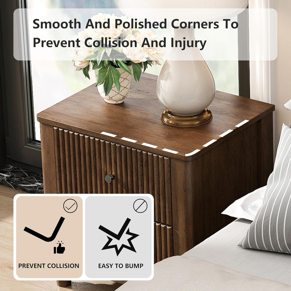 Nightstand with 3 Drawers, Wood Bedside Table Night Stand, Wide Sofa Side End...