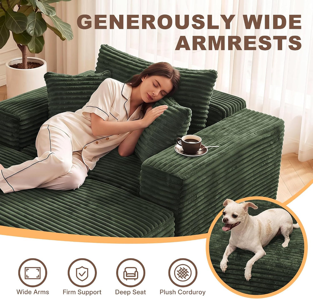 Busaurus 60'' Oversized Chaise Lounge Chair Indoor with Ottoman, Conv...