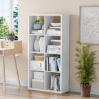 Cube Storage Organizer Bookcase, Decorative 11 inch Open Back Cubical Shelf with Thickened Border, Display Bookshelf for Living Room, Home Office, Sturdy Room (White, 8 Cube)