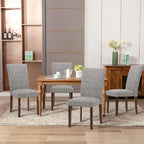 COLAMY Upholstered Parsons Dining Chairs Set of 6, Fabric Dining Room Kitchen Side Chair with Nailhead Trim and Wood Legs - Boho