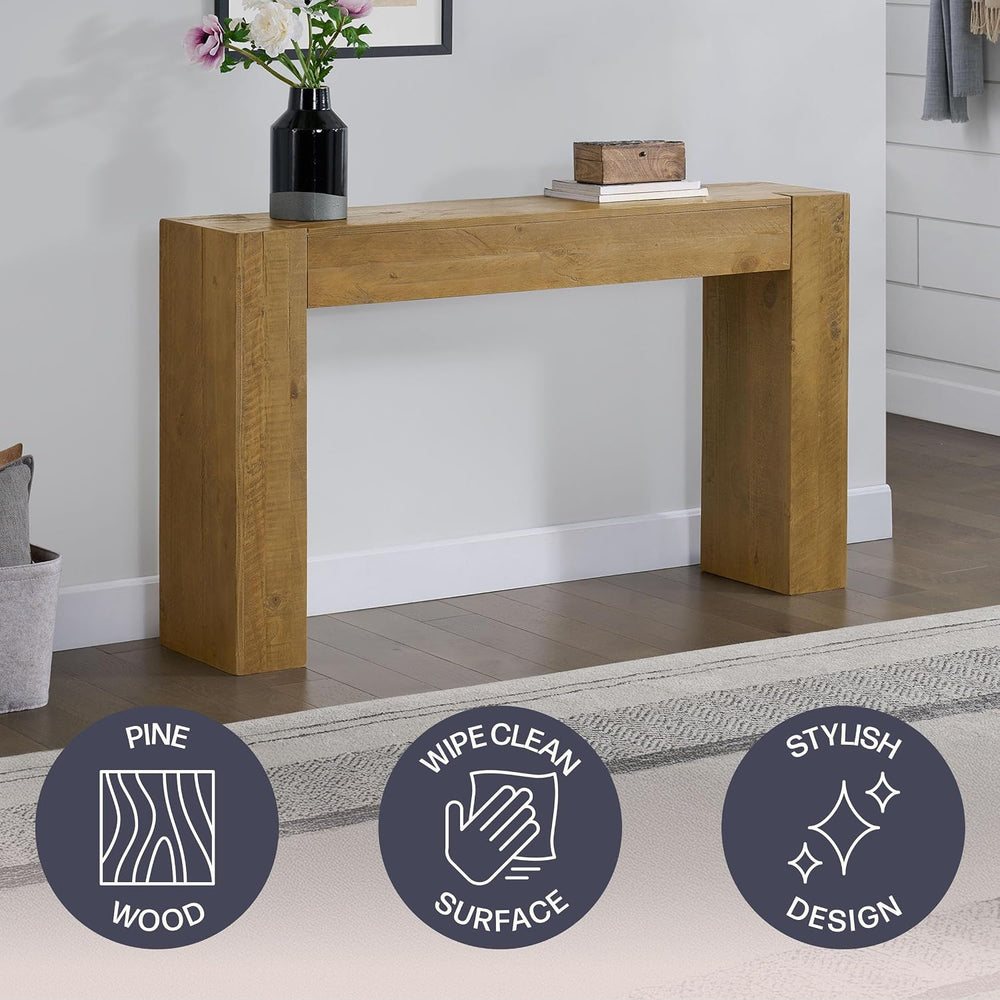 Alaterre Furniture Stockyard Solid Wood Console Table - 56 Inch Modern Farmho...