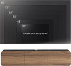 Atelier Mobili Floating TV Stand Wall Mounted - Modern Media Console for 65-80 inch TVs Walnut/Black Marble