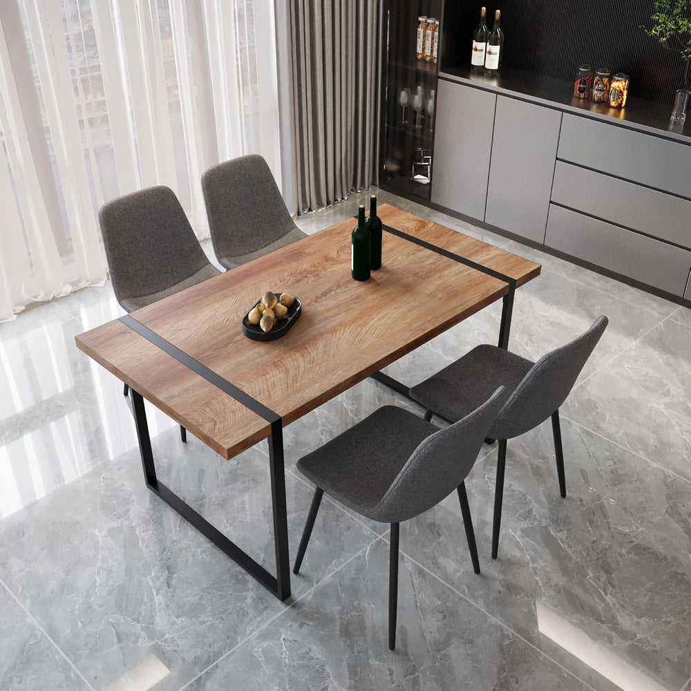 Modern Dining Table Set for 4, Wooden Kitchen Table and Chairs Set,5 Piece Di...