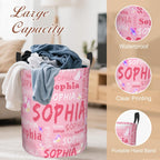 Custom Name Laundry Hamper, Personalized Laundry Basket with Name for Boys Girls Kids Men Women, Customized Name Dirty Clothes Basket Gifts for Clothes Toy Bathroom Bedroom Laundry Room Dorm