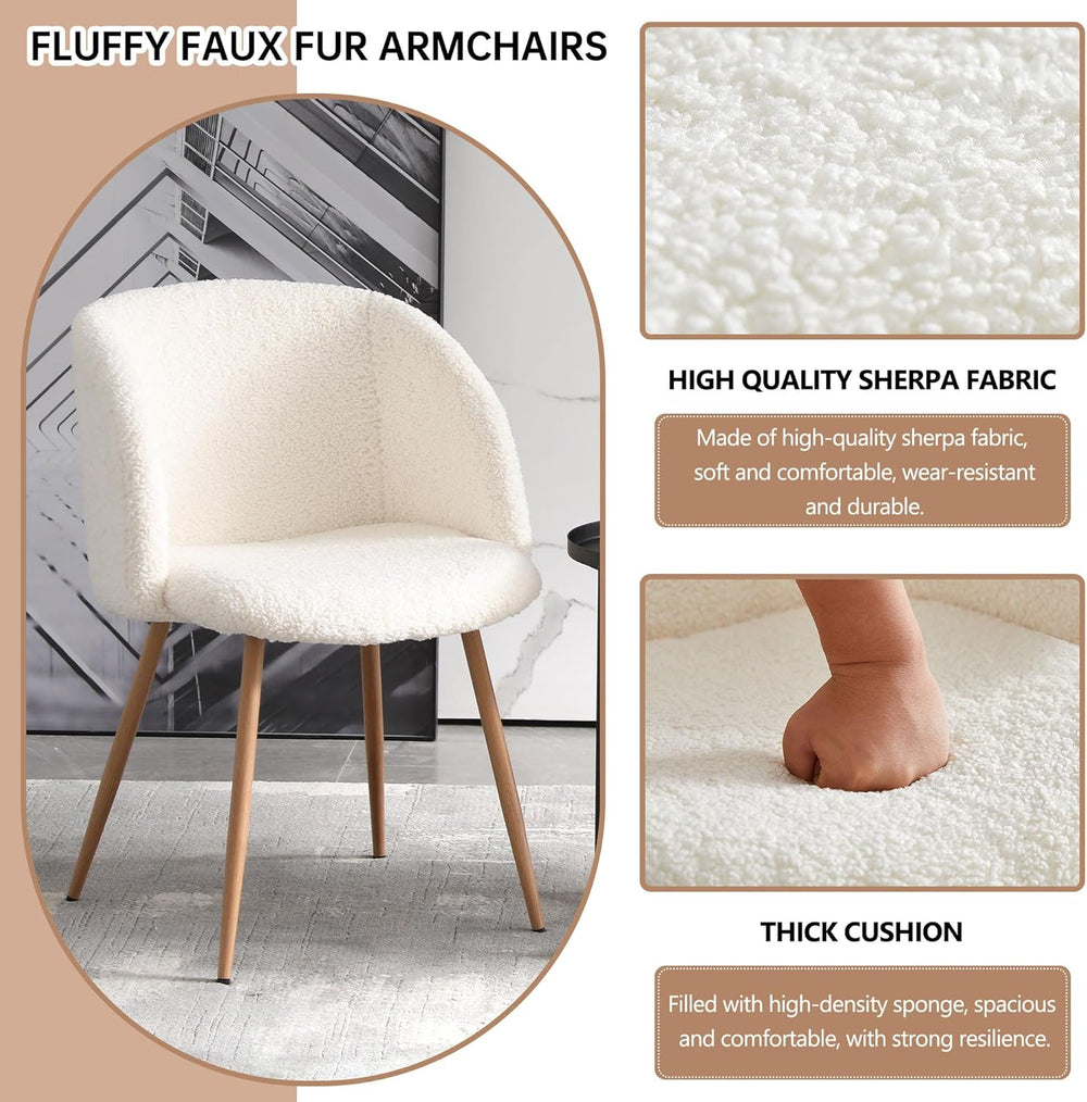 Homedot Dining Chairs Set of 6, Upholstered Sherpa Kitchen Chairs with Curved...