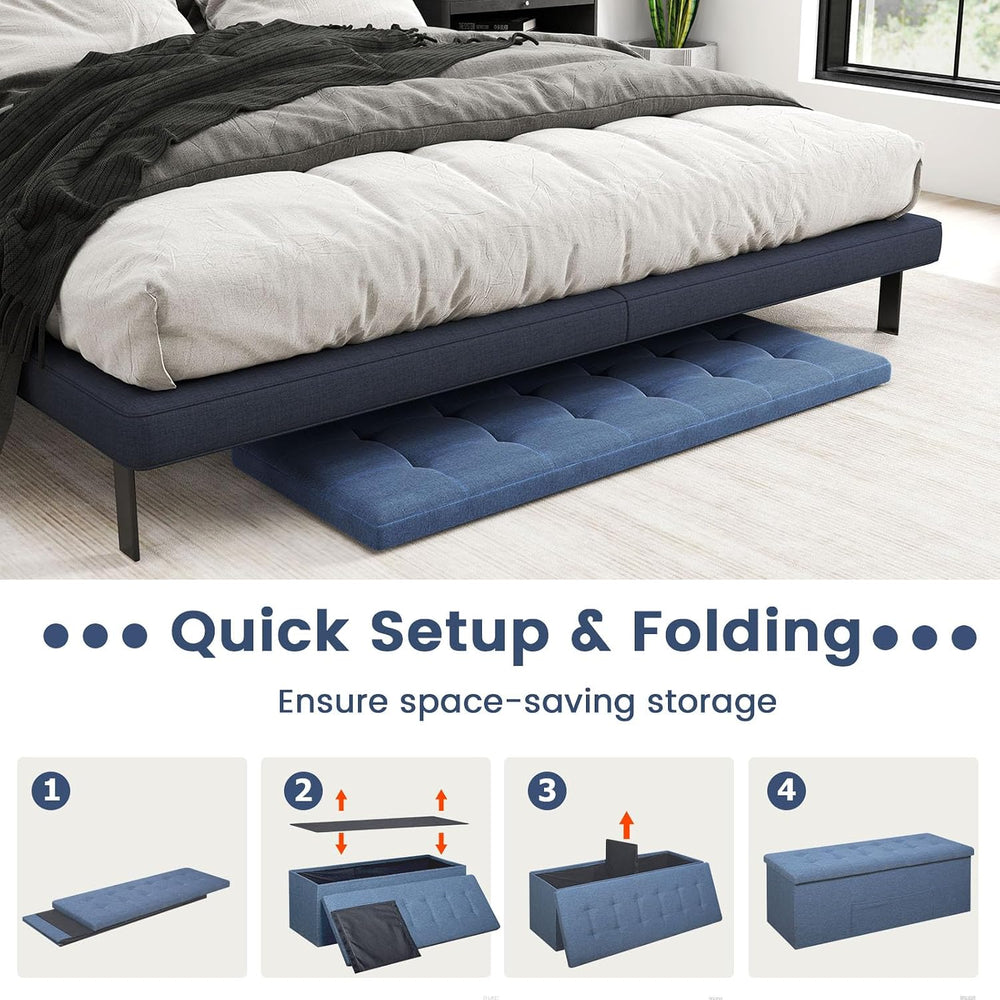 Giantex 43 Inches Folding Storage Ottoman Bench, Upholstered Storage Chest wi...