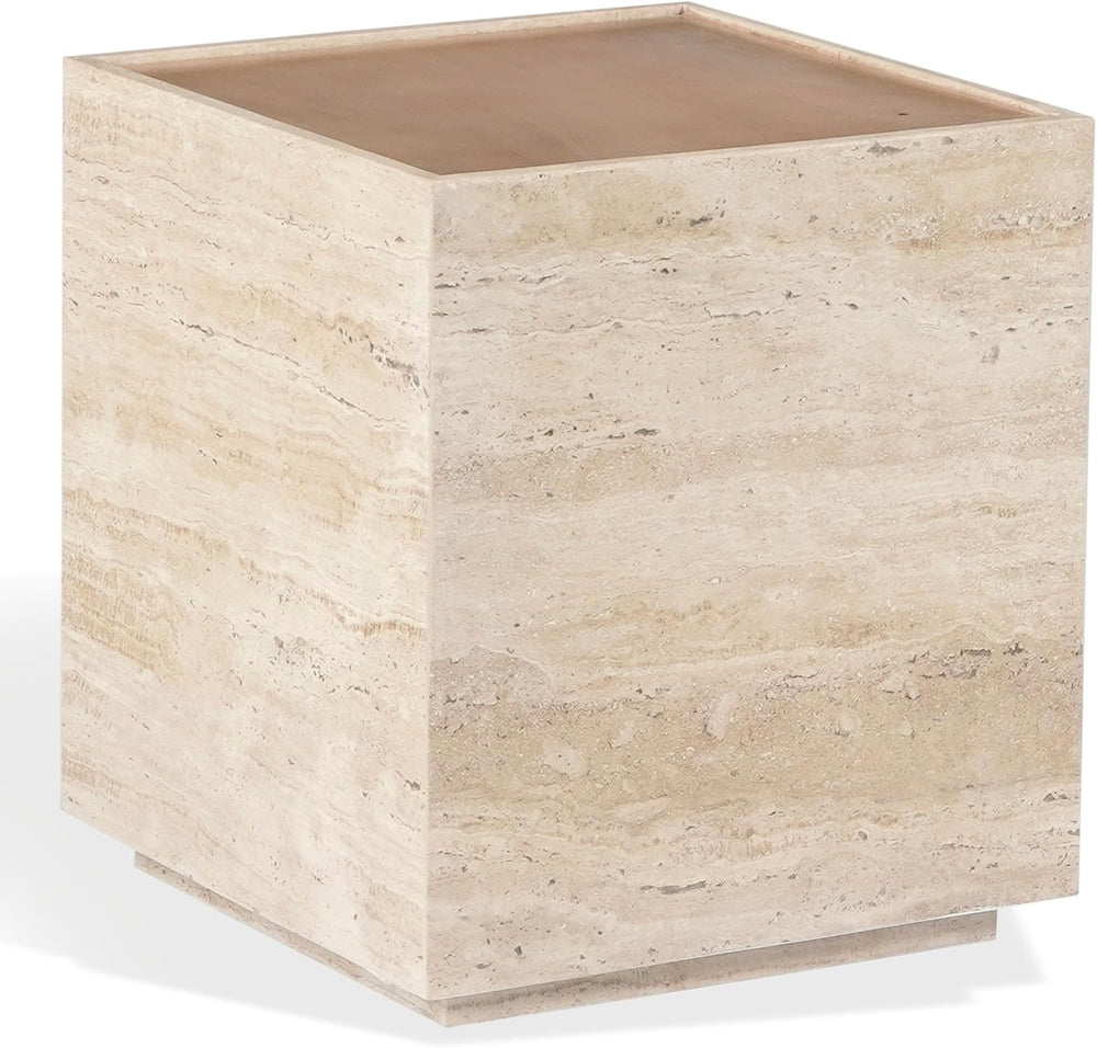 SAFAVIEH Couture - Leslianne Square Accent Table - Natural Solid Wood Top &am...
