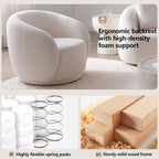 Set of 2 Swivel Barrel Accent Chairs, White Boucle Chairs | 33.07" 360° modern upholstered armchairs with thick cushions and round reading chair style for living rooms and bedrooms.