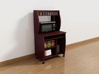 66" Tall Kitchen Pantry Cabinet with Open Shelves & Microwave Stand, Rolling Cupboard Credenza Bufffet Cabinet, Freestanding Kitchen Hutch Bufffet Server,Mahogany