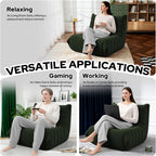 HABUTWAY Bean Bag Chairs Fireside Lazy Floor Sofa, Soft Teddy Fleece Bean Bag Sofa with High-Resilience Foam Filling，Beanbag for Living Room, Bedroom, Office (Green Teddy)