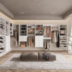 ROOMTEC 34.5" Tall Hanging Closet Unit, Modular Closet System with Hanging Rod, Wardrobe Organizer for Bedroom or Walk-in Closet, Wall Mounted, Customizable Clothes Storage Unit, White