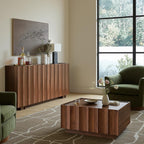 win2win 61.7" Fluted Sideboard Buffet Cabinet with Storage, Walnut | Mid Century Modern Credenza with Adjustable Shelves, Modular Accent Cabinet for Living Dining Room Hallway,Wave Design