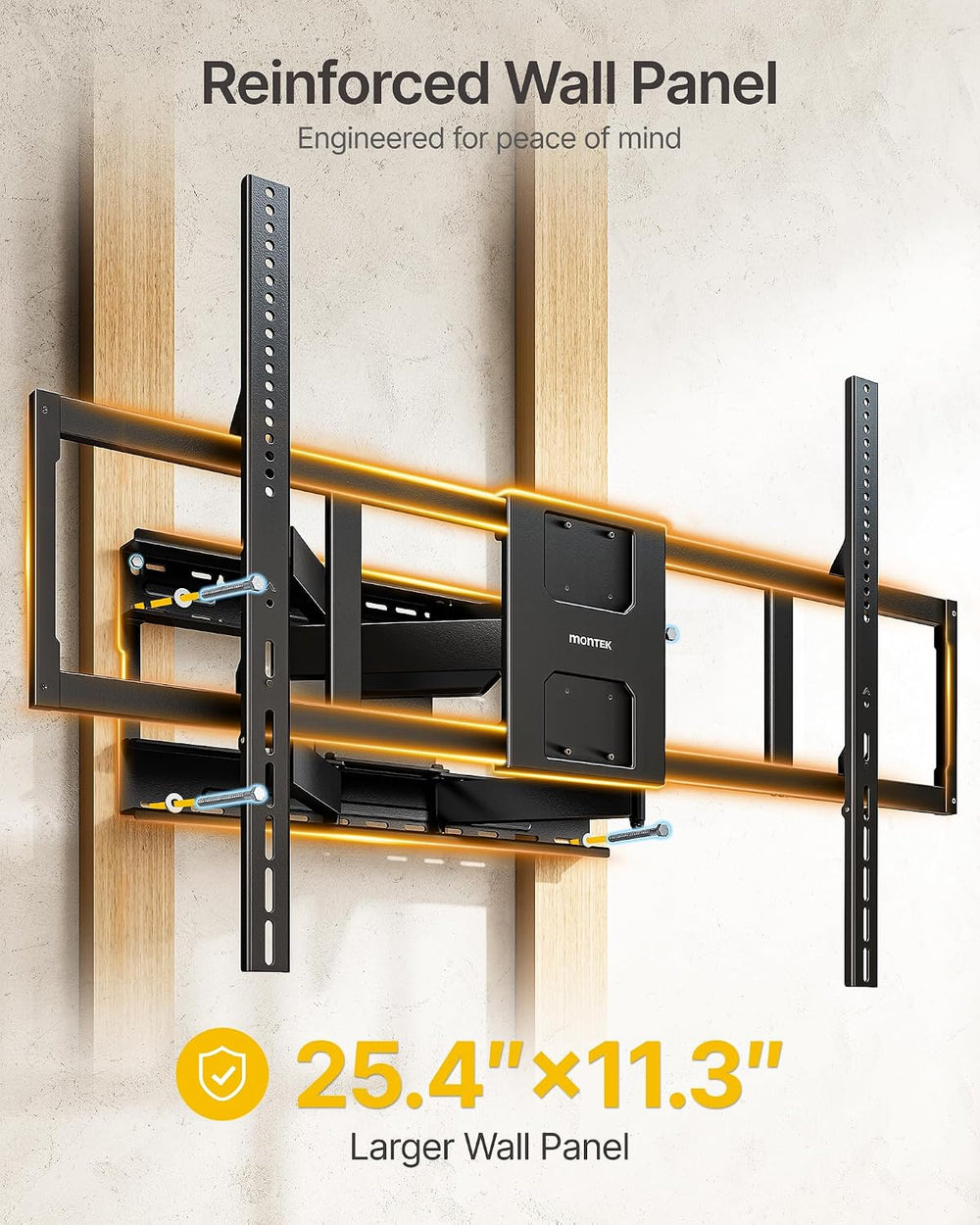 monTEK Heavy Duty TV Wall Mount for 60–140 inch XXL TVs up to 275 lbs | +5°/-...