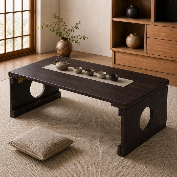 Foldable Japanese Floor Table, Folding Coffee Table, Natural Paulownia Wood