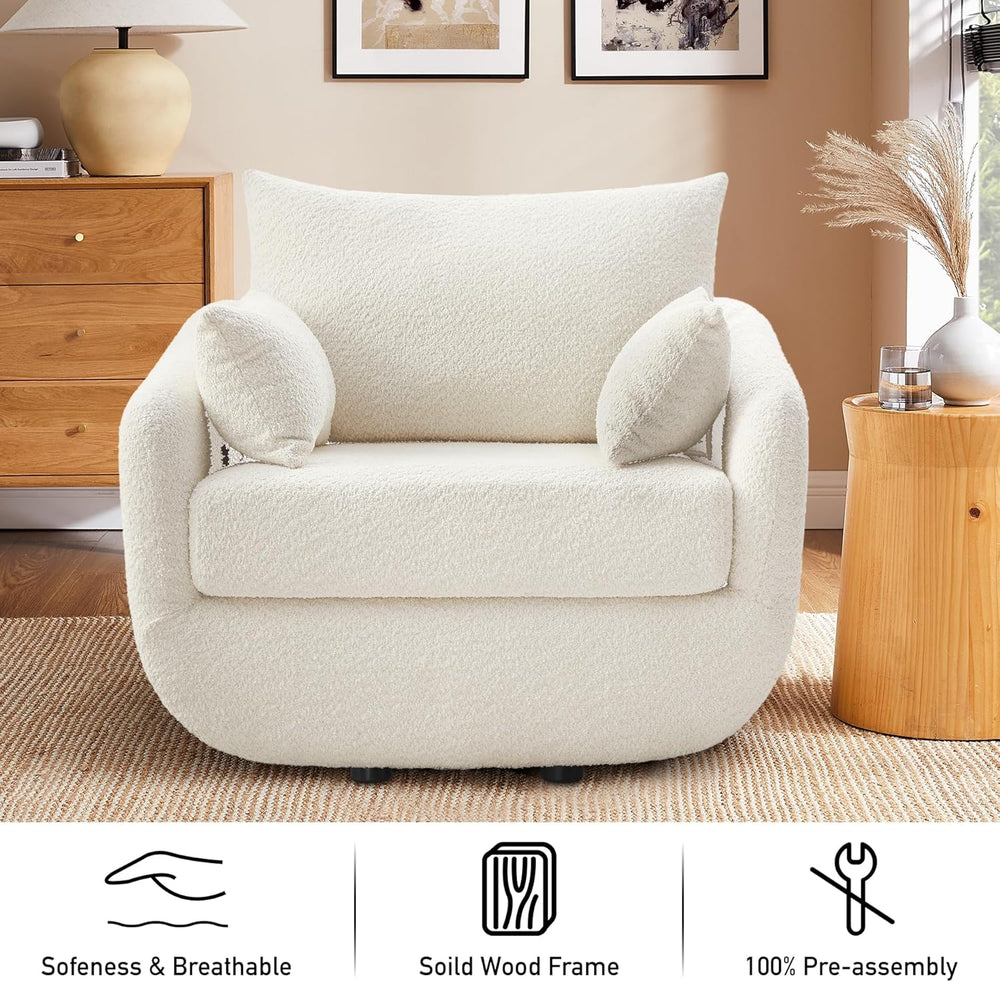 360° Swivel Accent Armchair Set of 2, 39.3" Oversized, Sherpa Boucle Fab...