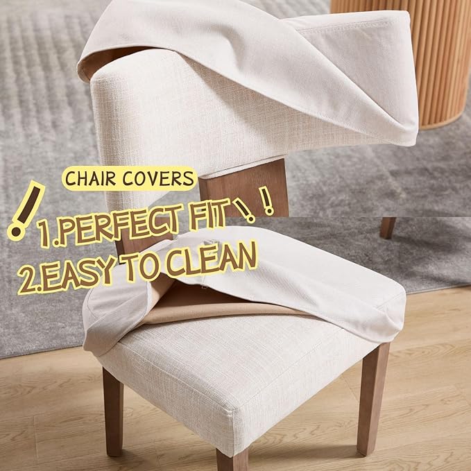 HNY Mid Century Modern Dining Chairs Set of 4 with Seat Covers, Farmhouse Lin...