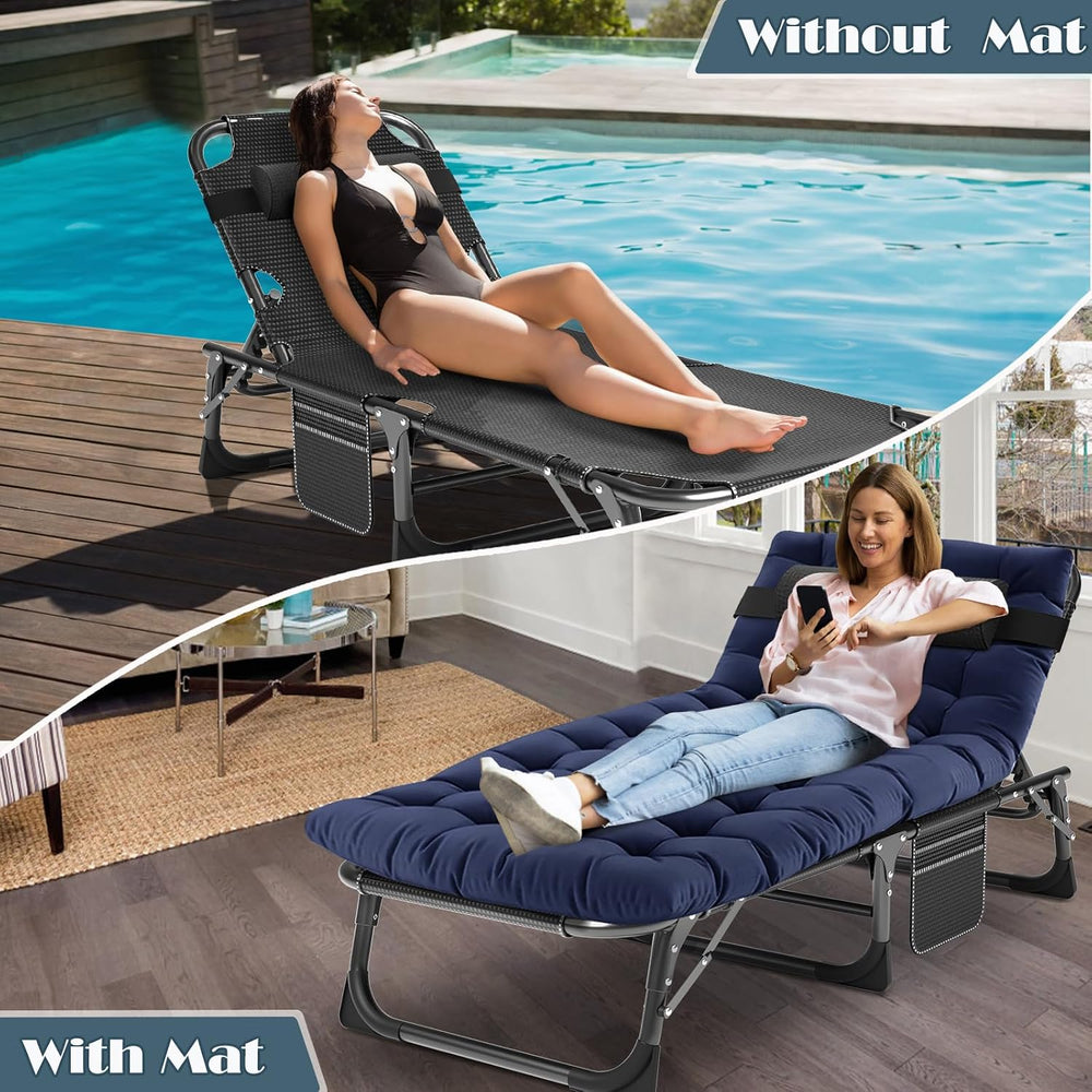 MOPHOTO 5-Position Folding Chaise Lounge Chair for Patio, Outdoor & Pool ...