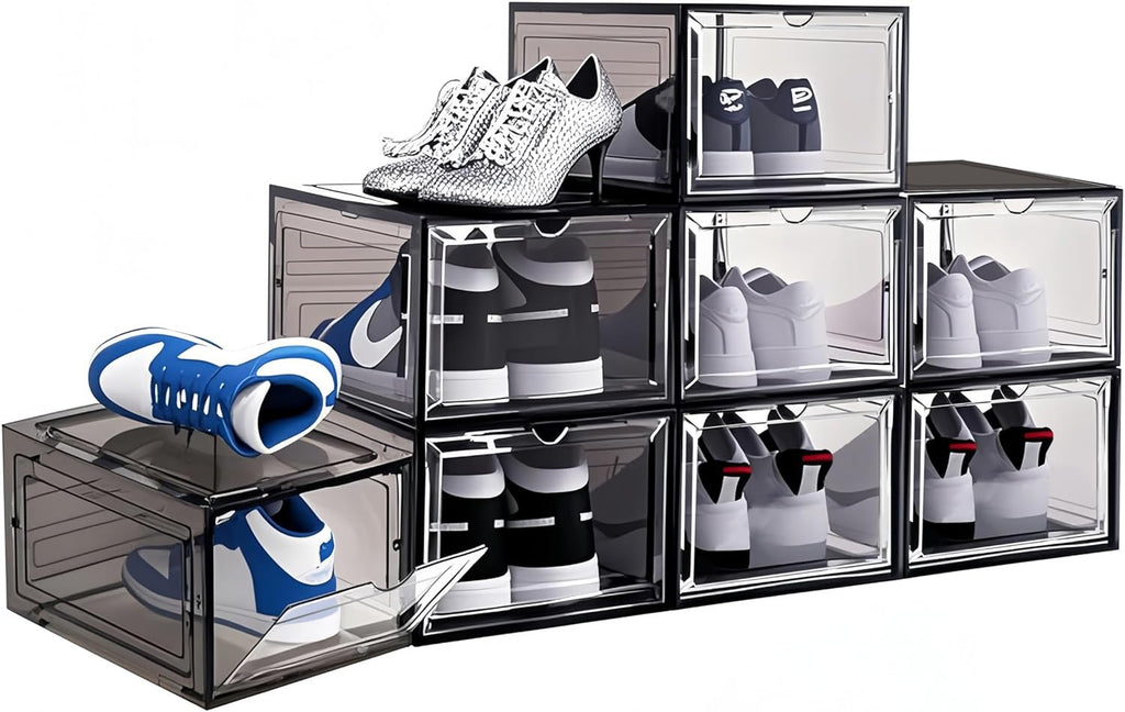 8 Pack Shoe Box Size 13 Sneaker Display Case Sturdy Shoe Organizer for Closet Space-Saving Shoe Rack