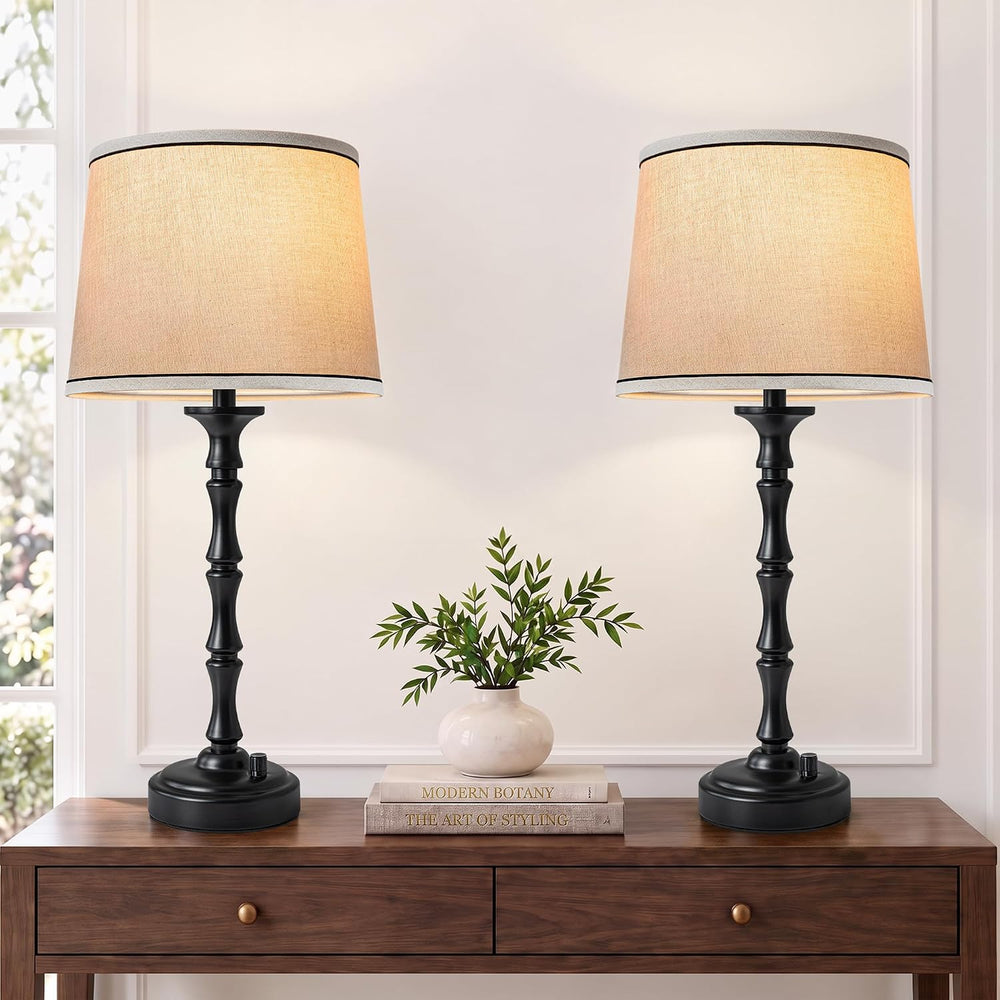 SRJJA 21.3" Small Farmhouse Table Lamps Set of 2 for Bedroom Living Room