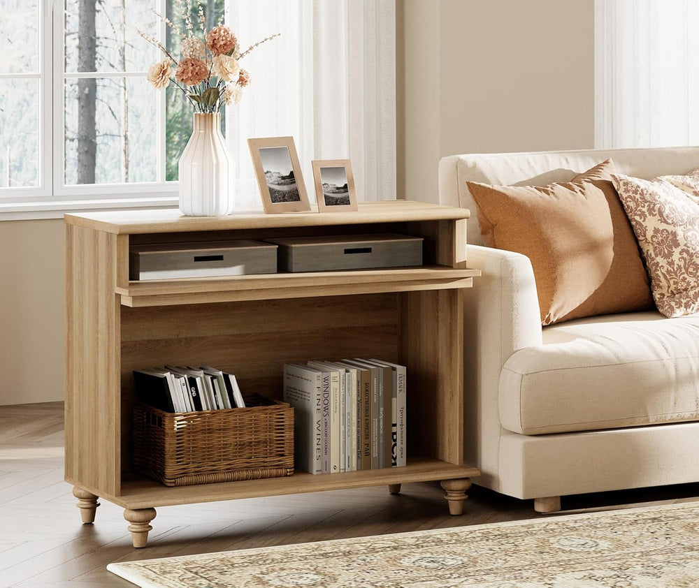 WAMPAT Tall Side Table, Large End Table with 2 Storages for Living Room, Farm...