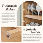 IFGET 71" Tall Arched Shoe Storage Cabinet, 8 Tiers 16 Pairs Wooden Shoe Rack with 3 Adjustable Shelves, Freestanding Shoe Closet Shelf Organizer for Entryway, Hallway, Living Room (Natural)