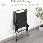 Vongrasig 6 Piece Folding Patio Dining Set,Small Metal Outdoor Garden Patio Table and Chair Set w/Umbrella for Lawn,Deck,Backyard,Black