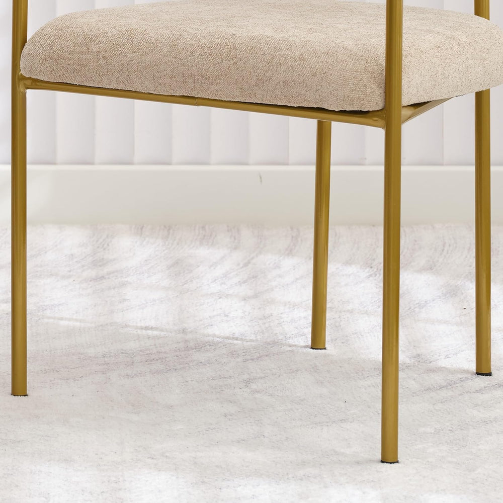 Boucle Dining Chairs Set of 4 with Arms, Mid Century Modern Upholstered Dinin...