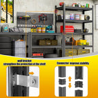Storage Shelves, Garage Metal Shelving Unit, Adjustable, Double-Layer Column with Reinforced Ribs, Heavy-Duty, Capable of Bearing 600-3600 lbs (Black, 82 * 39 * 18, 6-Tier)